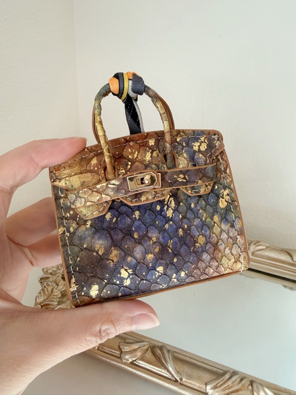 Mini Cosmic Snake Texture Bag Charm ✨ Metallic Stardust Vibe